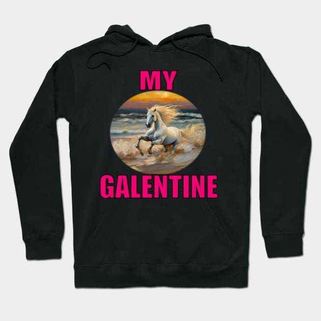 My galentine white horse in the surf Hoodie by sailorsam1805